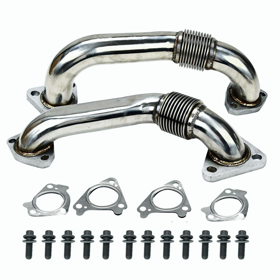 6.6L Duramax Heavy Duty Ugraded 304SS Up Pipes W/ Gaskets 0116 GMC Chevy Down Pipe Exhaust